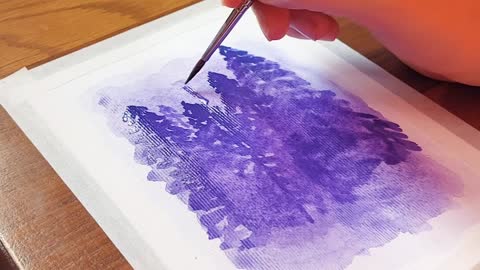 Teaching how to paint misty forest with watercolors for beginners🌲 watercolor painting step by step🌲