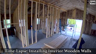 Barn Interior Wooden Slats Installed Time Lapse Video