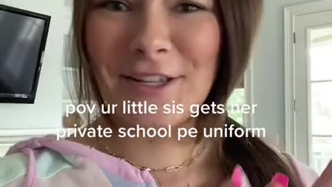 pov ur little sis gets her private school pe uniform