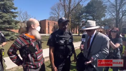 (mirror) Protestor vs. Antifa outside Drag show at York Mills Collegiate Institute