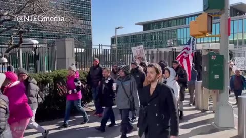 Protesters hit Pfizer World Headquarters today, before marching to the United Nations