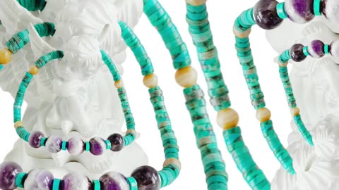 Natural turquoise tube shape beads and Bumble bee smooth beads with Amethyst pendant necklace