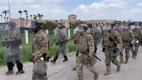 Brownsville Tx, quick reaction force of Texas National Guard soldiers w/ riot gear