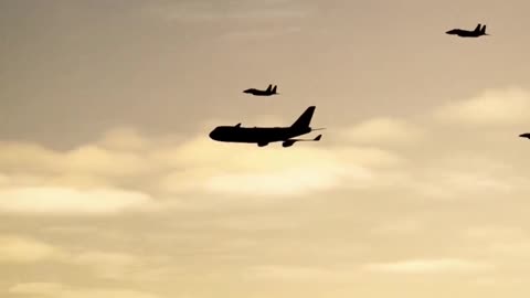 Trump's plane leaving New York with his security team.