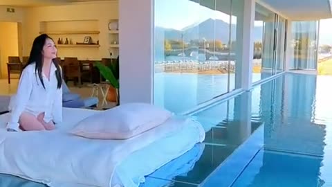 Bed sliding over the pool