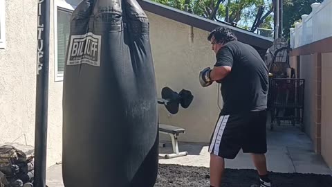 500 Pound punching bag workout part 88. Boxing Drill Work