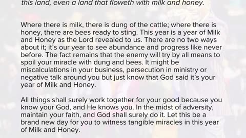 MILK & HONEY (GOOD NEWS DAILY) MESSAGE OF THE HOUR.