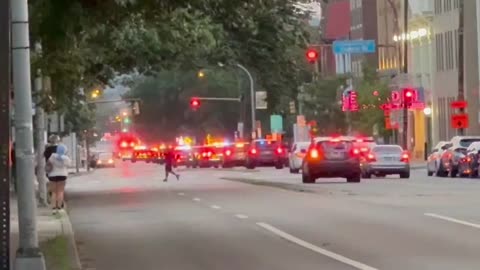 President Trump's motorcade leaves hospital