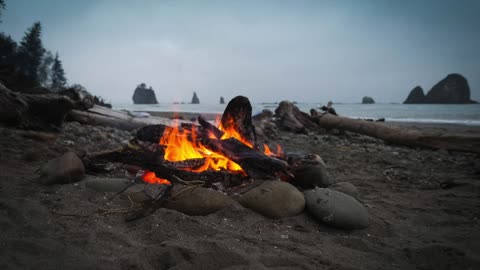 BEACH CAMPFIRE: 2 Hours of Relaxing Beach Campfire, Relaxation, Sleep, Meditation