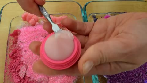 Pink vs Purple - Mixing Makeup Eyeshadow Into Slime ASMR