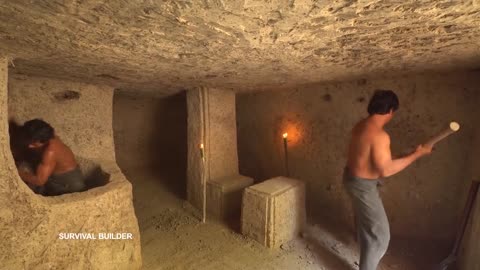 2 Man Digs a Hole in a Mountain Build Amazing Apartment Underground (NO TOOLS)