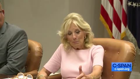 A reporter asks Jill Biden how the President's student loan forgiveness program helps bring down the cost of higher education