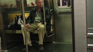 Old man yells about attacker on subway train