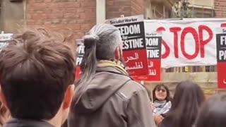 Nancy Pelosi interrupted during UK speech by anti-Israel protestors who call her a ‘warmonger’