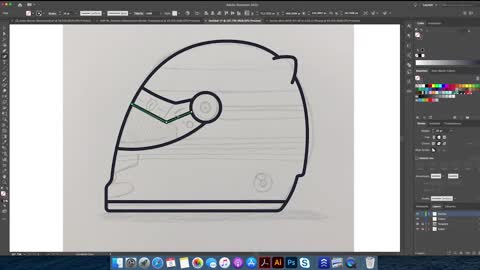 Illustrator drawing - teach you how to draw a Ferrari F1 racing helmet 3