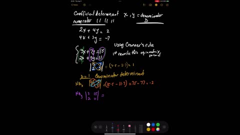 MATRICES Part III: Solving Systems of Equations by Using Determinants and Matrices - CRAMER'S RULE