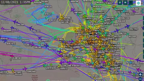 The past few days over Phoenix Arizona Air Traffic Time Lapse - Dec 9th 2023