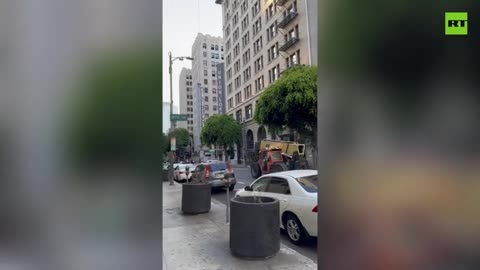 Man crashes stolen forklift into Apple Store