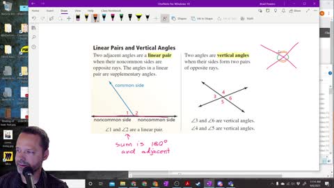 Geometry Section 1-6 - Linear Pairs and Vertical Angles Definitions