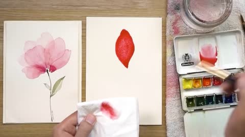 Quick learning - layered petals - watercolor painting techniques, easy to learn!1