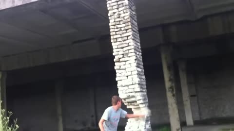 Guy Collapses Building- "Russian Jenga"