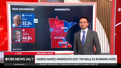 Harris' picks Tim Walz as running mate, world reacts to 2024 VP announcement, more | CBS News 24/7