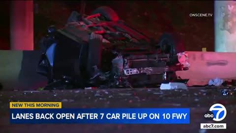7-vehicle crash shuts down eastbound 10 Freeway for hours | ABC7 News