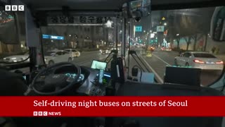 South Korea: Self-driving night buses on streets of Seoul | BBC News