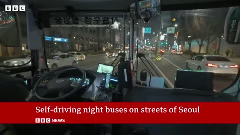 South Korea: Self-driving night buses on streets of Seoul | BBC News