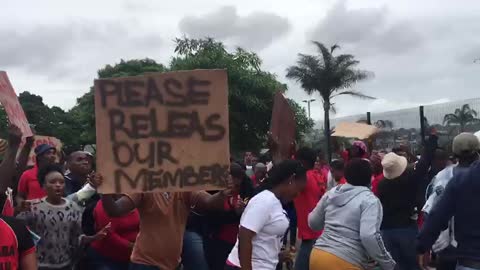 Community protest outside Durban Magistrate’s Court for release of suspects arrested in Mayville