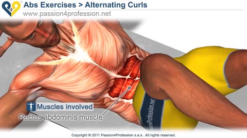 ABS exercise - Alternating Curls to get six pack FAST