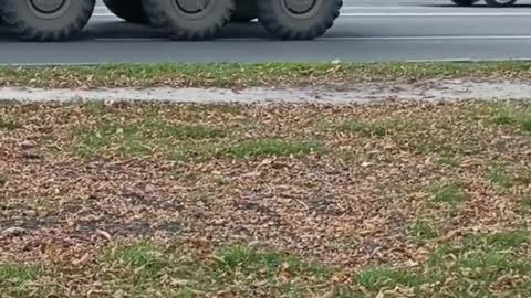 Column of Belarusian armored personnel carriers