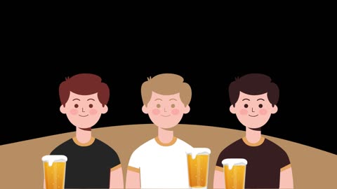2D: 3 Young Men Drinking Beer
