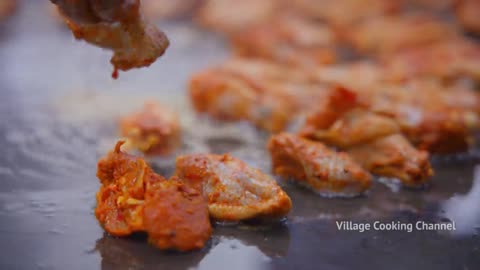 SPICY CHICKEN WINGS | Hot & Sweet Chicken Recipe Cooking In Village | Spicy Honey Chicken Wings Fry