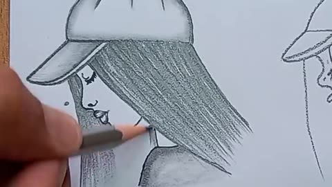 How to draw a girl with cap from 7 points by Drawingzon!