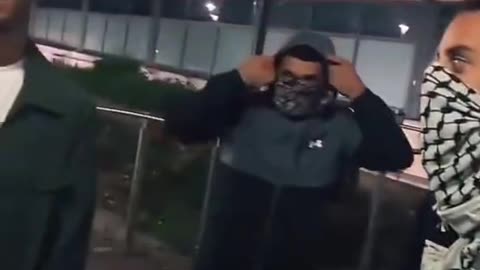Masked Muslims throw eggs at Rochdale police station.