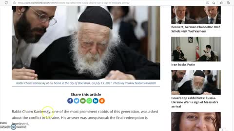 ANTICHRIST BREAKING NEWS - ISRAEL’S TOP RABBI HINTS RUSSIA UKRAINE WAR IS SIGN OF MESSIAH’S ARRIVAL | Hodge Podge