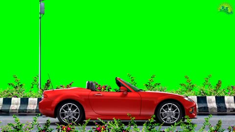 beautiful car the road green screen video