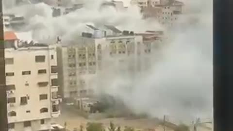 Israel bombs the area by Islamic University in Gaza