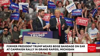 JUST IN: Trump Arrives At Michigan Campaign Rally With Beige Bandage On His Ear| NATION NOW ✅