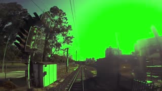 Green Screen Train Travelling on Tracks with Noise