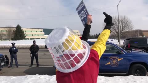 EXCLUSIVE: COVID MAN Eagerly Awaits To Give Joe Biden at Pfizer In Portage An Important Message!