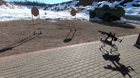 Robot Dog Fitted With Machine Gun