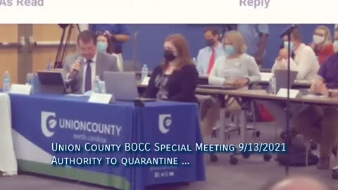 Union County BOCC Special Meeting 9/13/2021 Quarantining Authority in NC Schools