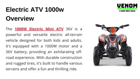Effortless Adventure: Conquer Trails with Electric ATV 1000W - Venom Motorsports Canada