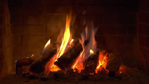 Fireplace on a stormy night