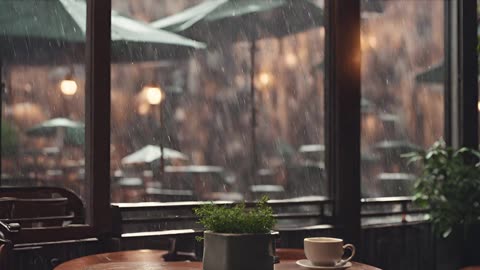 Rainy day at a cafe