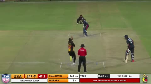 USA CRICKET | Jaskaran Malhotra smashes Six Sixes vs Papua New Guinea: FULL FINAL OVER ALL 6s