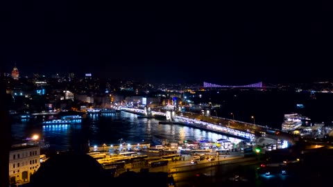 Timelapse of city lights at night