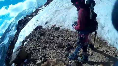 Illimani, Bolivia - Climbing rock ridge above high camp - 2016